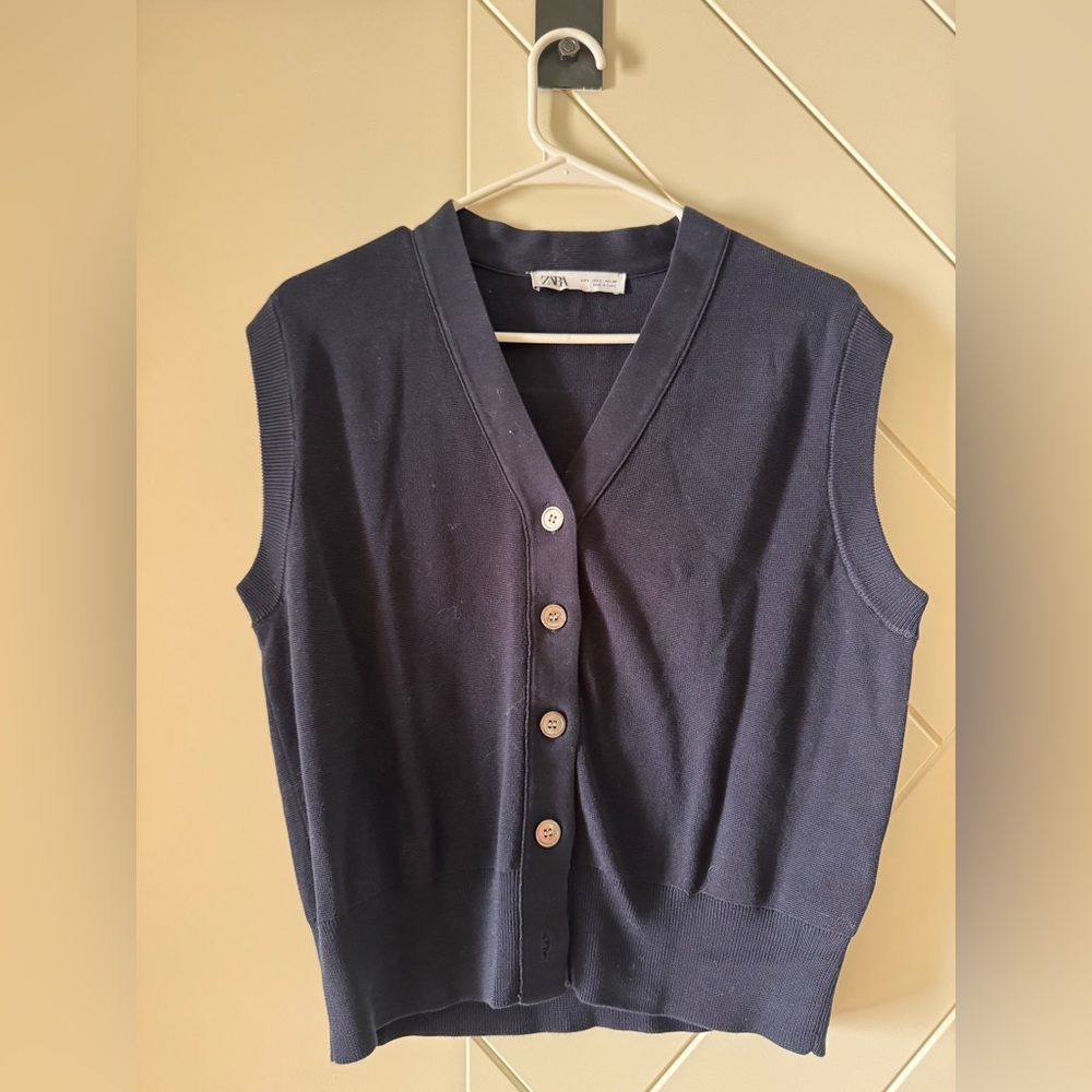 Zara Dark Blue V-Neck Sweater Vest